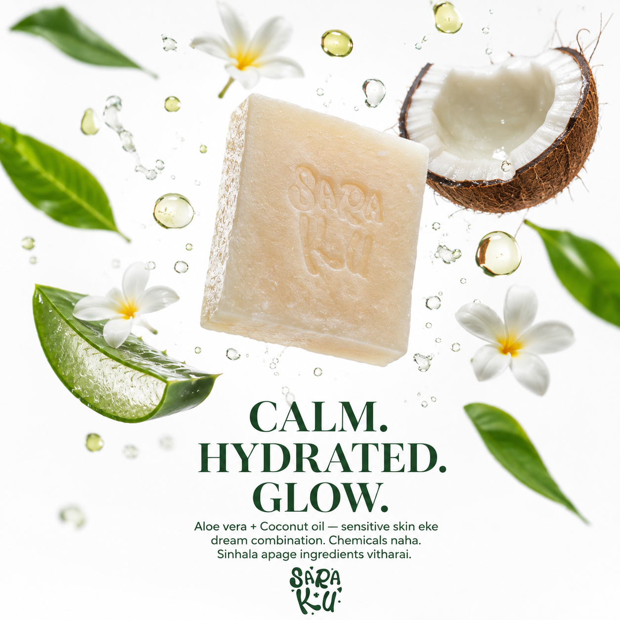 Saraku Pure Coconut Aloe Vera Soap 3