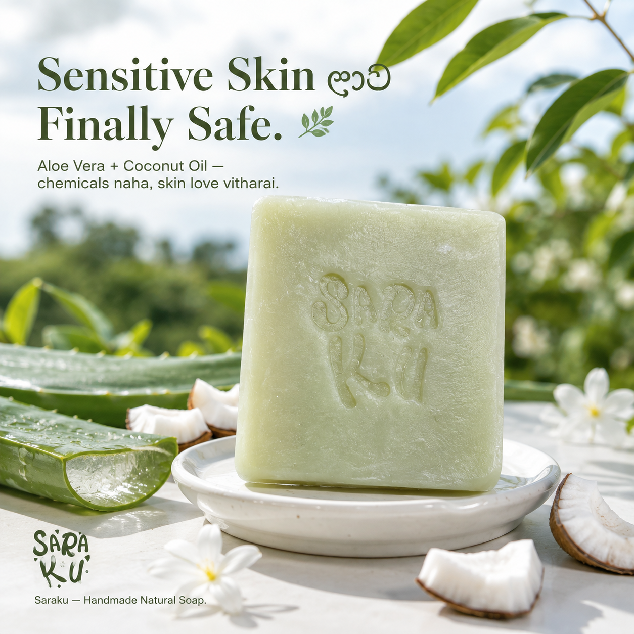 Saraku Pure Coconut Aloe Vera Soap 4